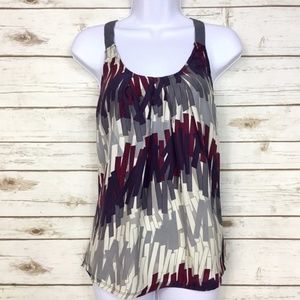 Tea and Honey Silk Geometric Print Racer Back Top